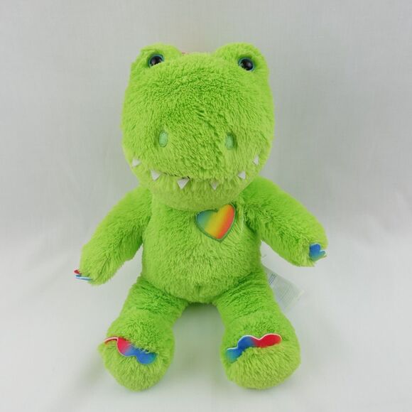 Build A Bear Cubscription Dinosaur 10" Stuffed Animal Plush Green Rainbow Trim - Picture 1 of 14